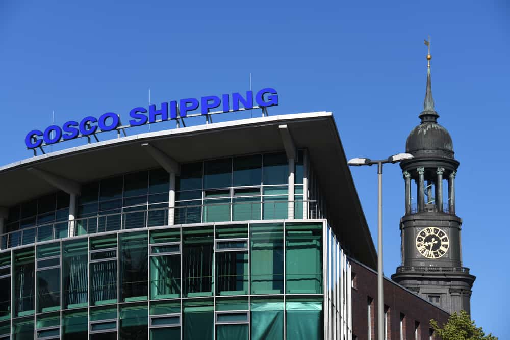 The building where the headquarters of COSCO Shipping are located in Hamburg, Germany