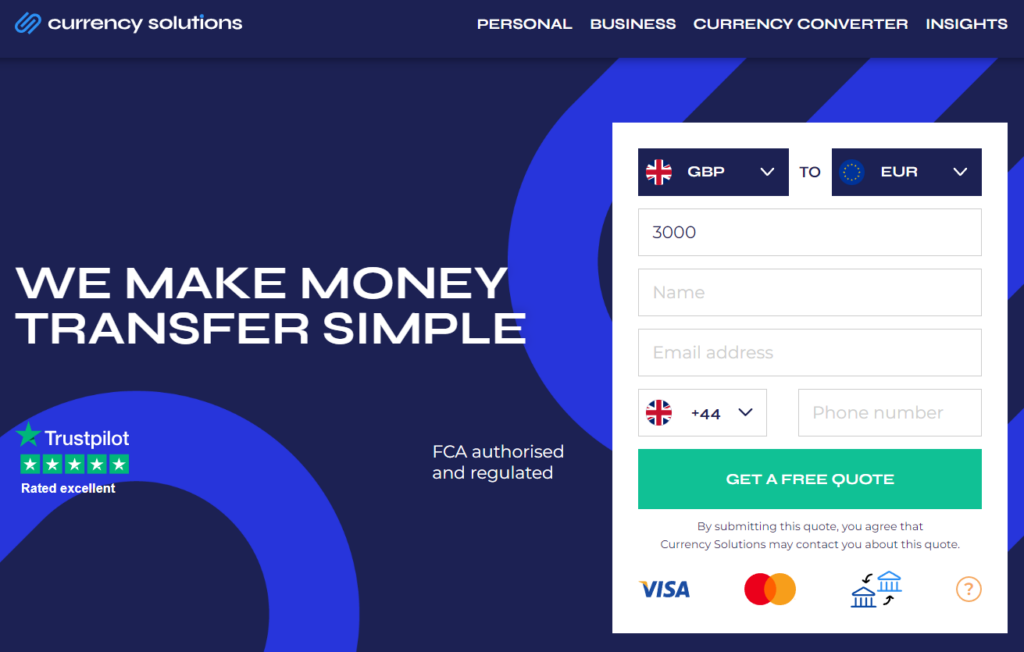 Начална страница на Currency Solutions