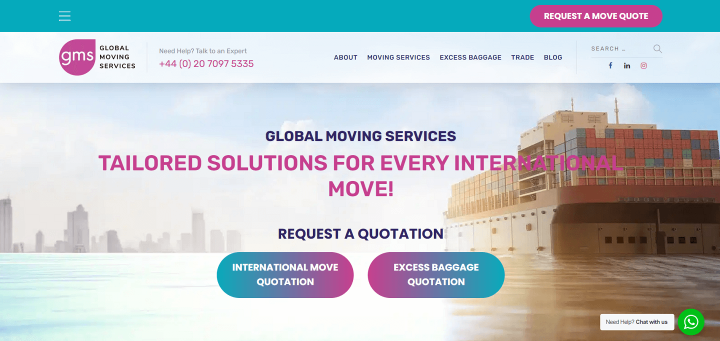Global Moving Services empresa de mudanças internacionais