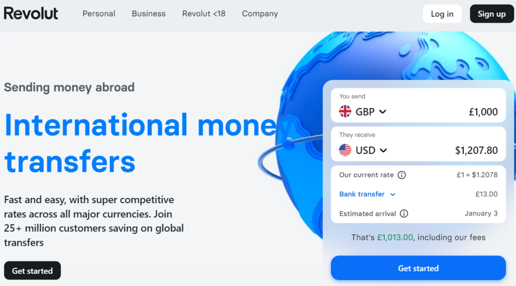 Homepage di Revolut