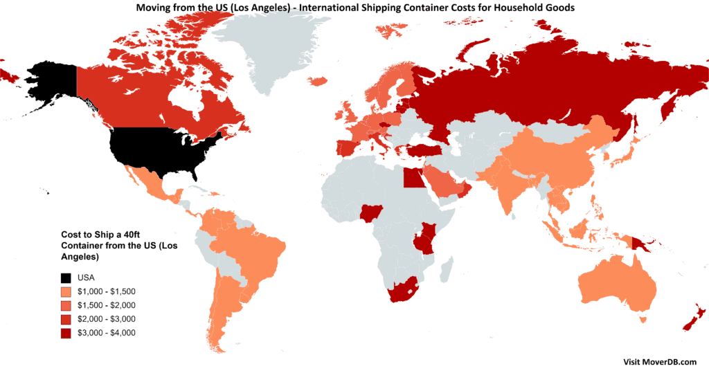 Custos de contêineres de embarque do oeste dos Estados Unidos (Los Angeles)