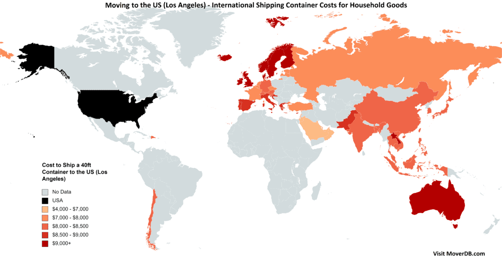 Gastos de envío de contenedores al oeste de Estados Unidos (Los Ángeles)